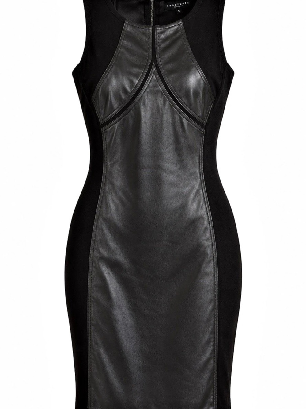 Sanctuary Black Faux Leather Midi Dress Size Small Like New